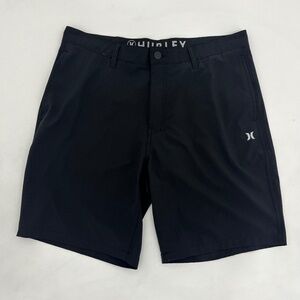 Hurley Mens Size 36 Chino Shorts Black Flat Front Stretch Comfort Outdoor Active